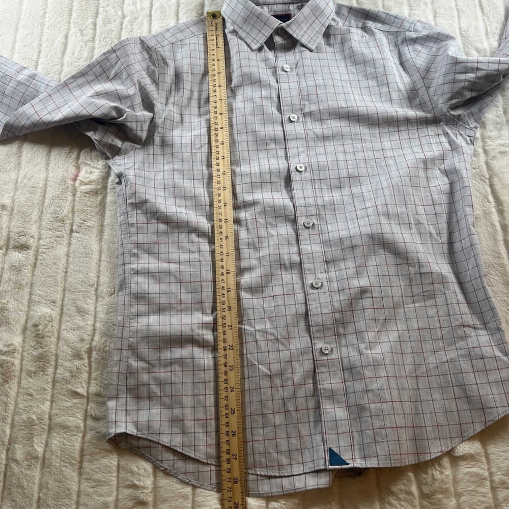 UNTUCKit Shirt Mens Medium Gray Window Pane Button Down Long Sleeve - Picture 6 of 9